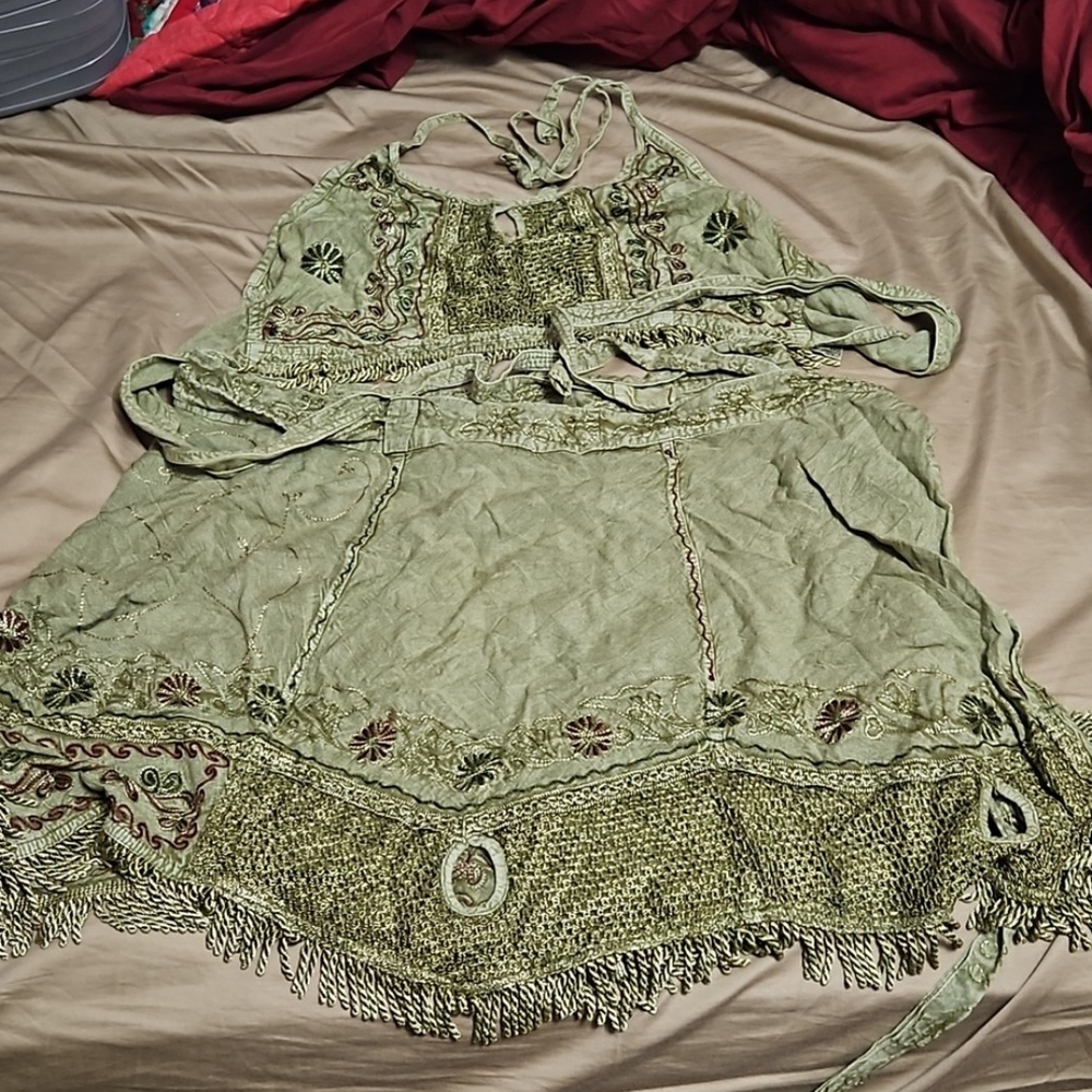 Bohemian Green Embroidered Dress